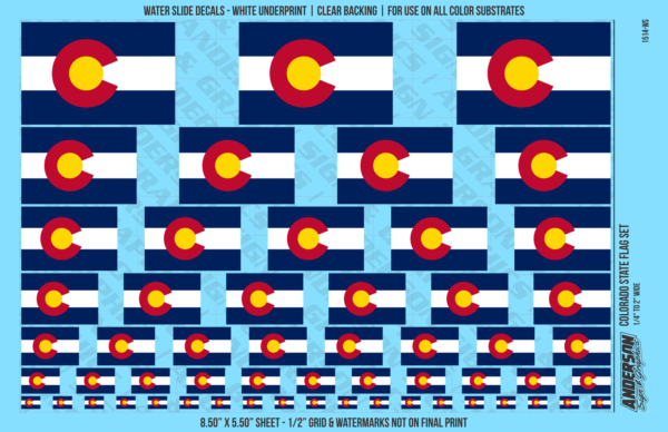 ASG Waterslide Decals - Colorado State Flag Set
