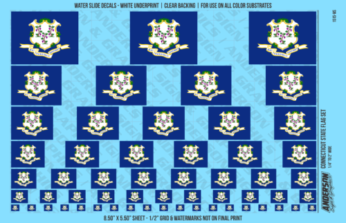 ASG Waterslide Decals - Connecticut State Flag Set