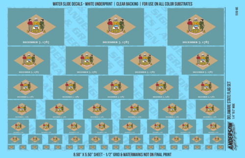ASG Waterslide Decals - Delaware State Flag Set