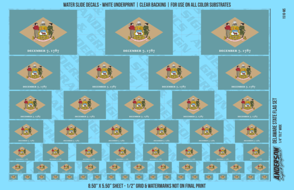 ASG Waterslide Decals - Delaware State Flag Set