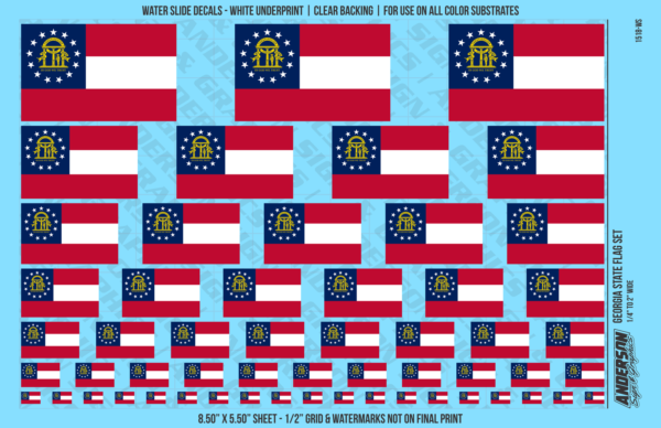 ASG Waterslide Decals - Georgia State Flag Set