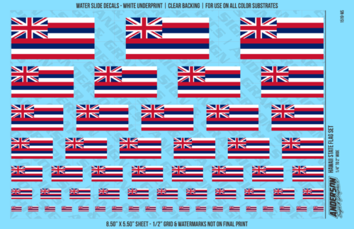 ASG Waterslide Decals - Hawaii State Flag Set