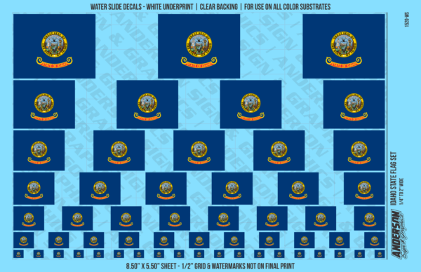 ASG Waterslide Decals - Idaho State Flag Set