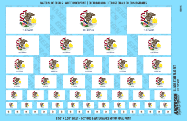 ASG Waterslide Decals - Illinois State Flag Set