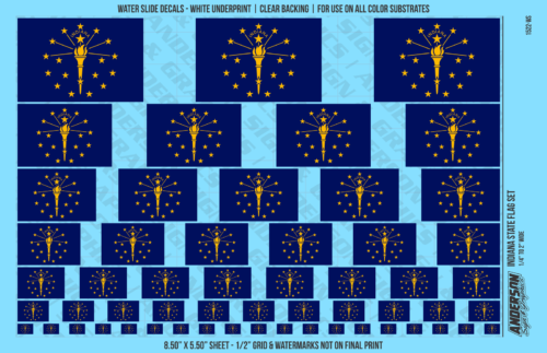 ASG Waterslide Decals - Indiana State Flag Set