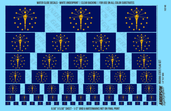 ASG Waterslide Decals - Indiana State Flag Set