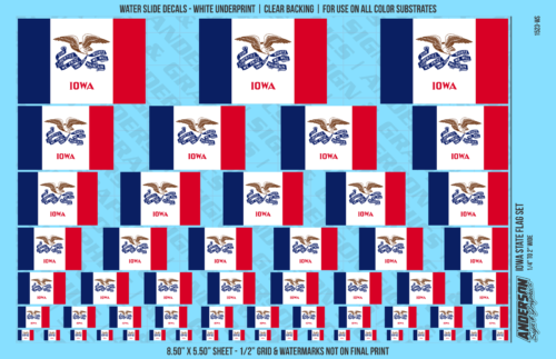 ASG Waterslide Decals - Iowa State Flag Set
