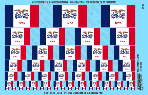 ASG Waterslide Decals - Iowa State Flag Set
