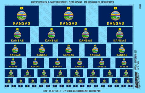 ASG Waterslide Decals - Kansas State Flag Set