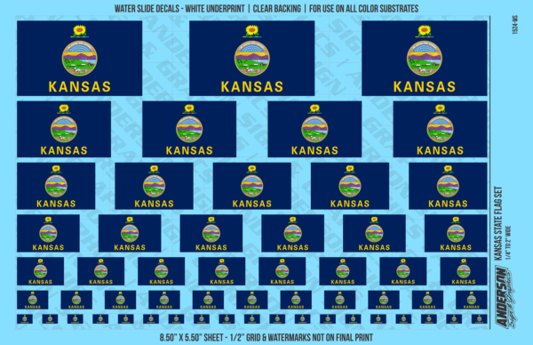 ASG Waterslide Decals - Kansas State Flag Set