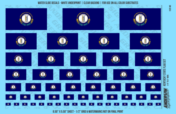 ASG Waterslide Decals - Kentucky State Flag Set