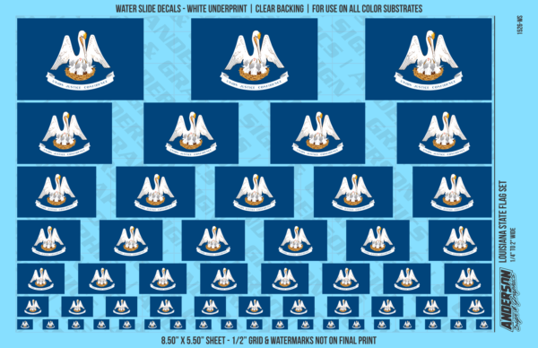 ASG Waterslide Decals - Louisiana State Flag Set