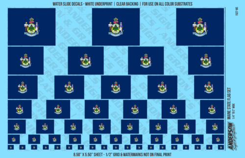 ASG Waterslide Decals - Maine State Flag Set