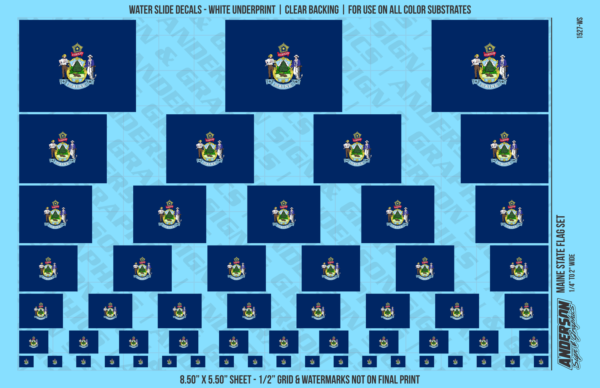 ASG Waterslide Decals - Maine State Flag Set