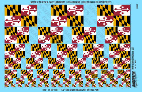 ASG Waterslide Decals - Maryland State Flag Set