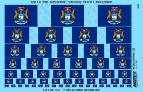 ASG Waterslide Decals - Michigan State Flag Set