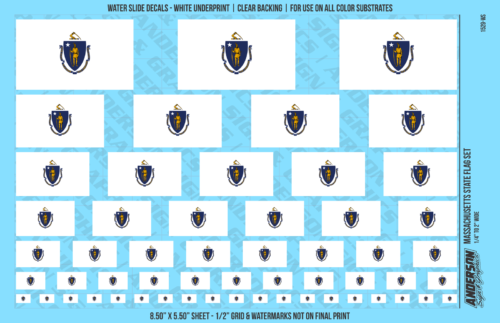 ASG Waterslide Decals - Massachusetts State Flag Set