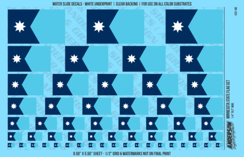 ASG Waterslide Decals - Minnesota State Flag Set