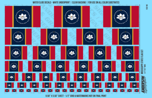ASG Waterslide Decals - Mississippi State Flag Set