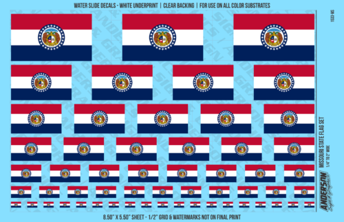 ASG Waterslide Decals - Missouri State Flag Set