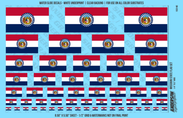 ASG Waterslide Decals - Missouri State Flag Set
