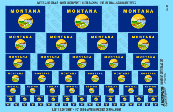 10-377.png ASG Waterslide Decals - Montana State Flag Set