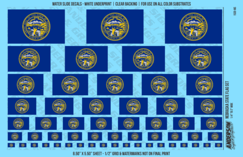 ASG Waterslide Decals - Nebraska State Flag Set
