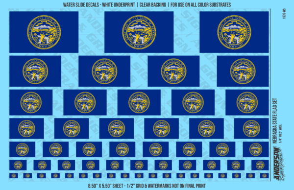 ASG Waterslide Decals - Nebraska State Flag Set