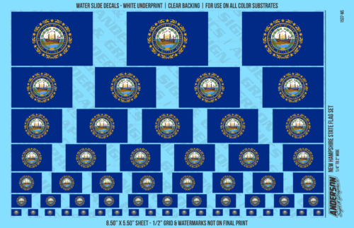 ASG Waterslide Decals - New Hampshire State Flag Set