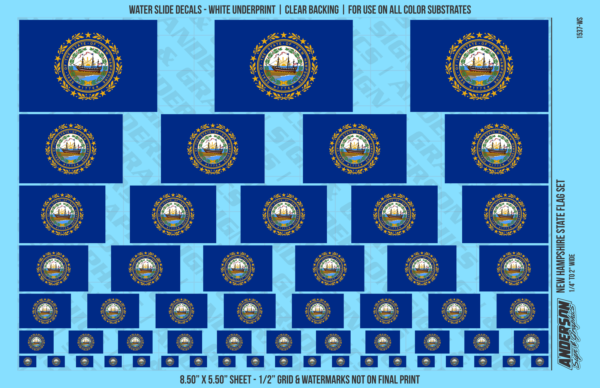 ASG Waterslide Decals - New Hampshire State Flag Set