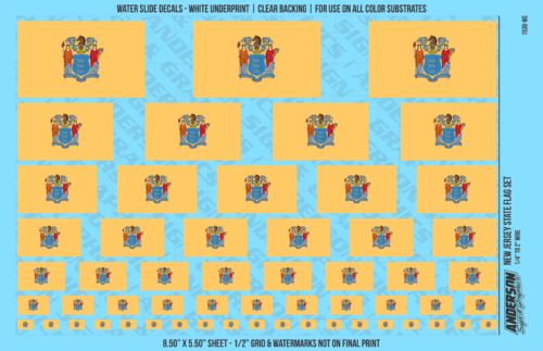 ASG Waterslide Decals - New Jersey State Flag Set