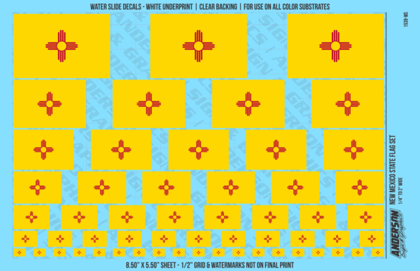 ASG Waterslide Decals - New Mexico State Flag Set