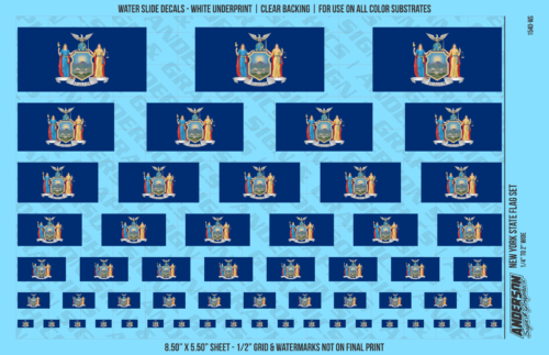 ASG Waterslide Decals - New York State Flag Set