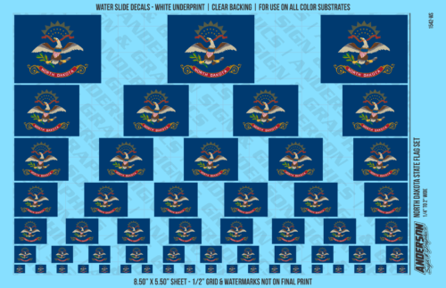 ASG Waterslide Decals - North Dakota State Flag Set