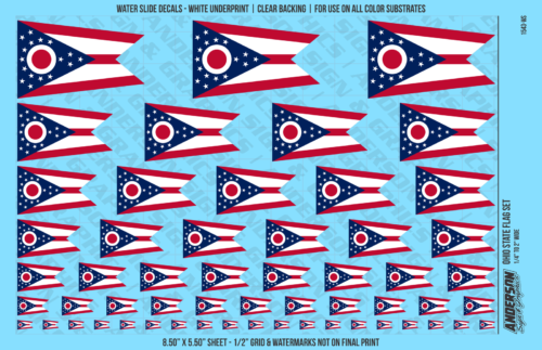 ASG Waterslide Decals - Ohio State Flag Set