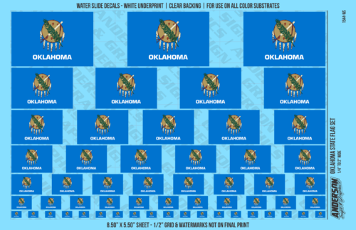ASG Waterslide Decals - Oklahoma State Flag Set
