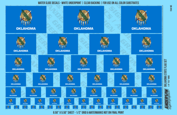 10-387.png ASG Waterslide Decals - Oklahoma State Flag Set