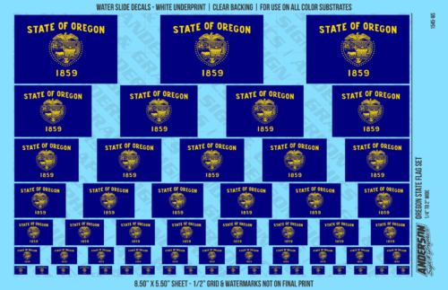 ASG Waterslide Decals - Oregon State Flag Set
