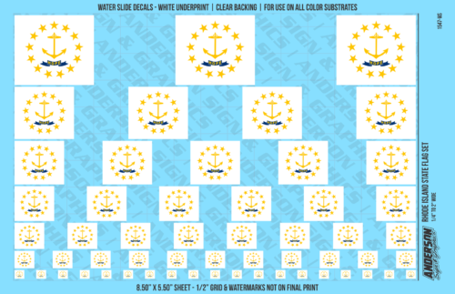 ASG Waterslide Decals - Rhode Island State Flag Set