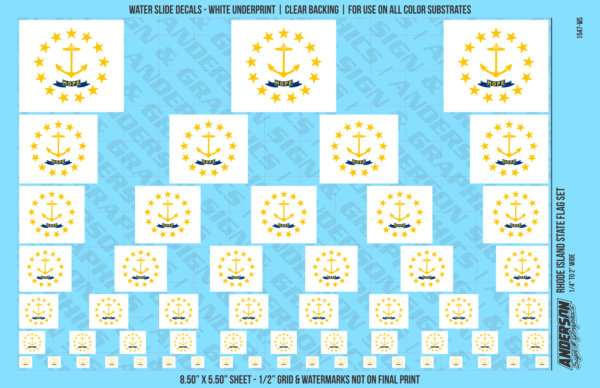 ASG Waterslide Decals - Rhode Island State Flag Set