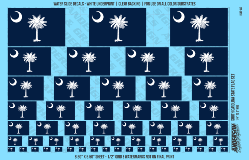 ASG Waterslide Decals - South Carolina State Flag Set