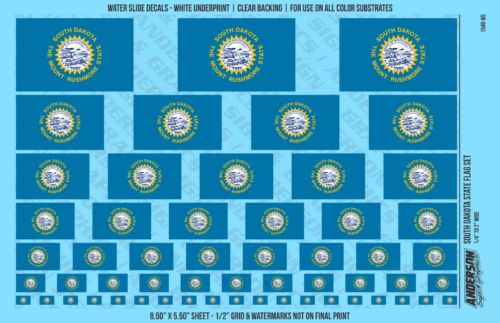 ASG Waterslide Decals - South Dakota State Flag Set