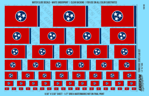ASG Waterslide Decals - Tennessee State Flag Set