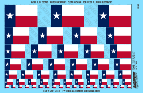 ASG Waterslide Decals - Texas State Flag Set