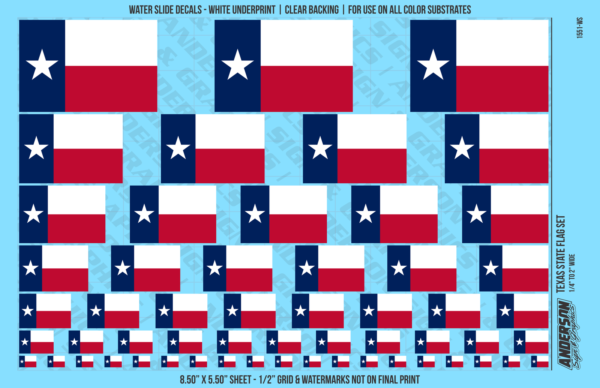 ASG Waterslide Decals - Texas State Flag Set