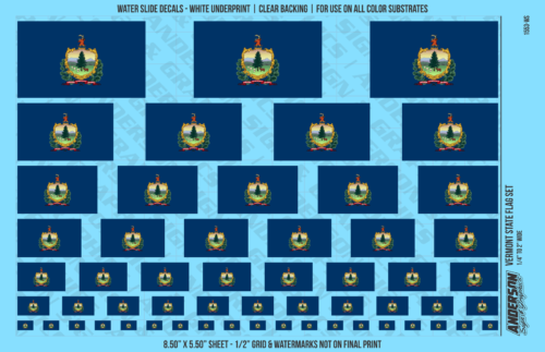 ASG Waterslide Decals - Vermont State Flag Set