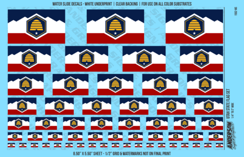 ASG Waterslide Decals - Utah State Flag Set
