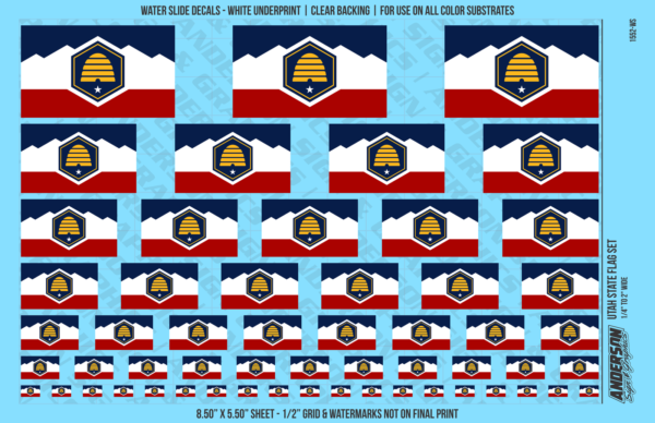 ASG Waterslide Decals - Utah State Flag Set