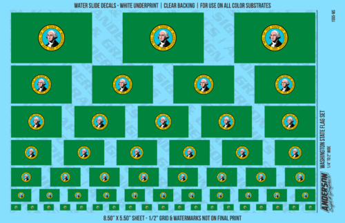 ASG Waterslide Decals - Washington State Flag Set