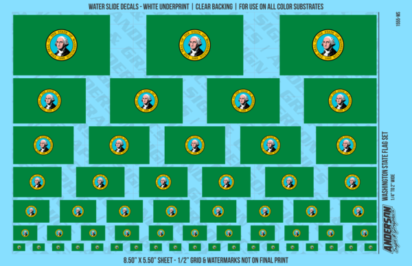 ASG Waterslide Decals - Washington State Flag Set